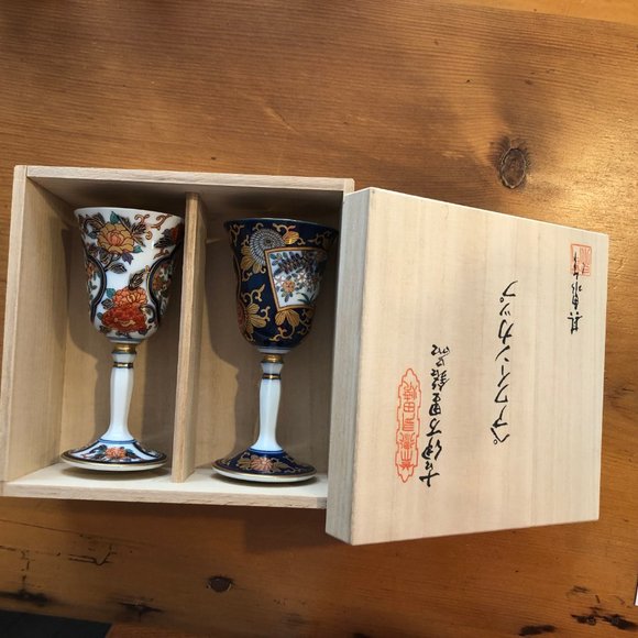Japanese Arita porcelain Imari wine glasses - Picture 2 of 10
